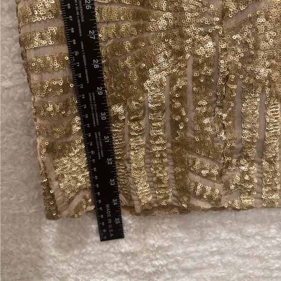 Dress the Population Gold Long Sleeve Sequin Dress holiday new years stretchy-M - Picture 10 of 11